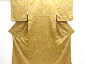 未使用品　縮緬地唐花に鳳凰模様小紋着物